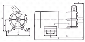 MP系列微型磁力驅(qū)動循環(huán)泵安裝尺寸圖