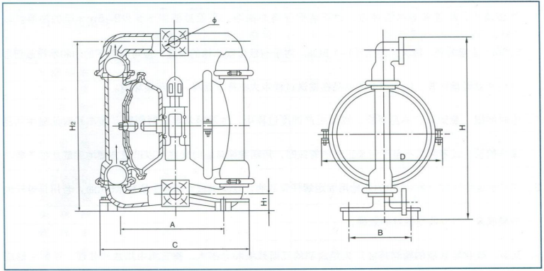 QBY工程塑料氣動(dòng)隔膜泵安裝尺寸圖